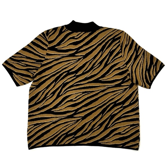 Michael Kors Women's Short Sleeve Sweater - Animal Print with Metallic Detail - Picture 2 of 12
